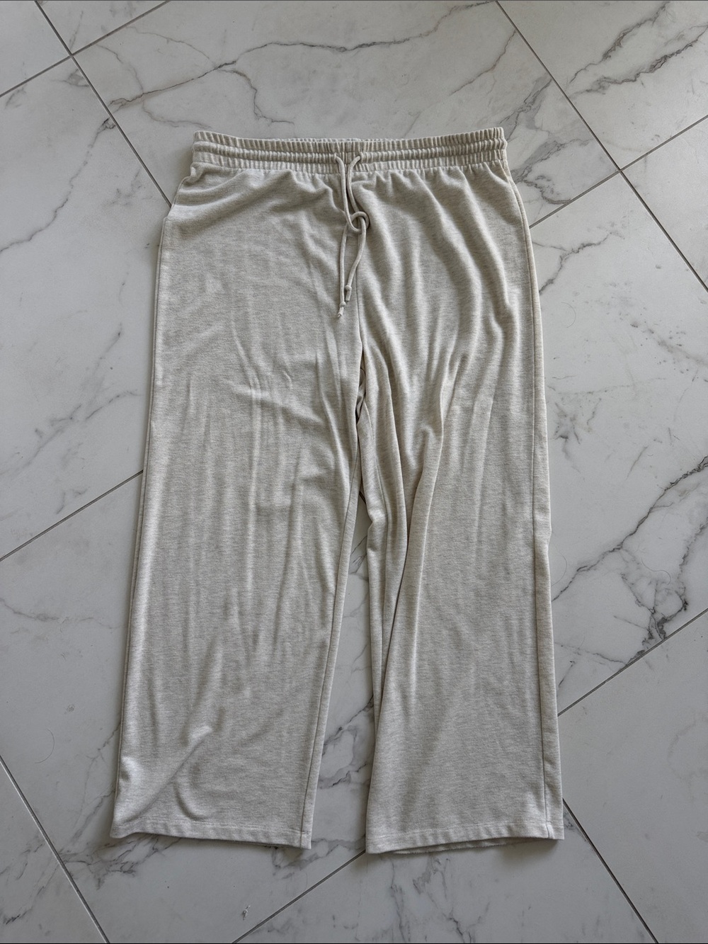 Cream Lounge Pants with Drawstring Waist